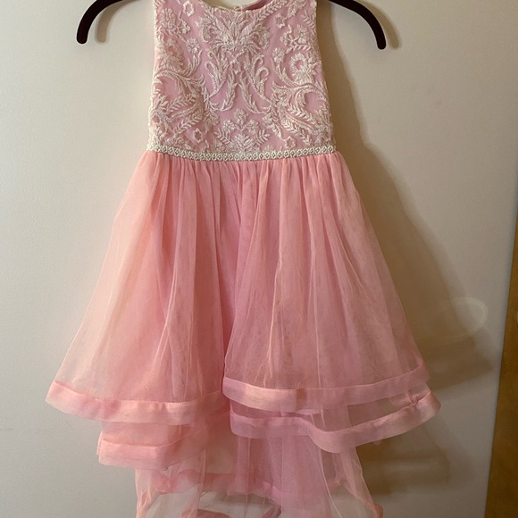Speechless Kids Girls beautiful sparkling lace pink floral Hi-Low Dress size 5 - Picture 3 of 13